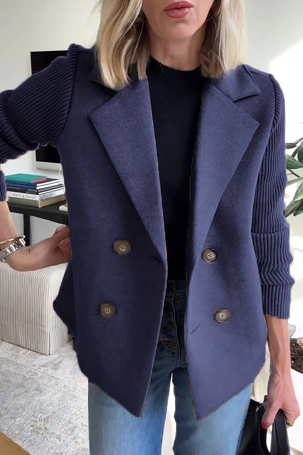 Camela | Blazer med Strikkede Ermer
