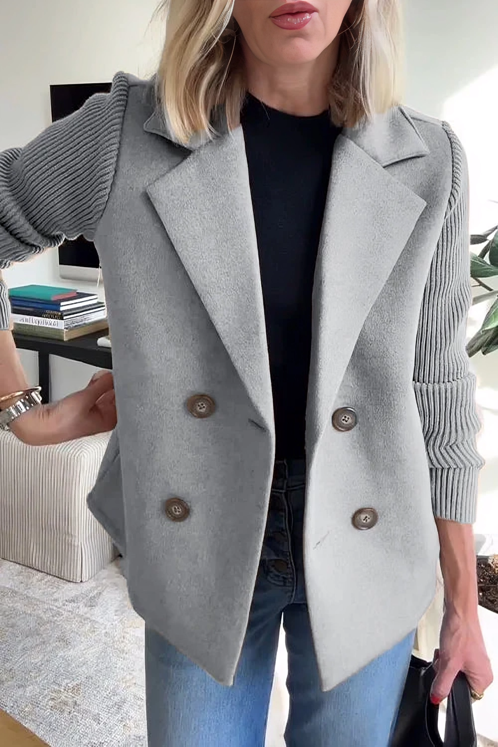 Camela | Blazer med Strikkede Ermer