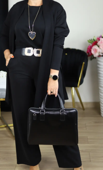 Nora | Elegant 3-delers sett: Lang cardigan, topp og bukser