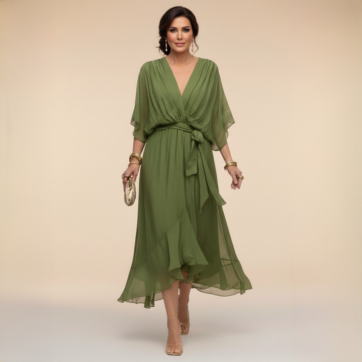 Monica | Vestito in chiffon con scollo a V
