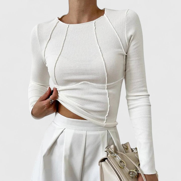 Asta | Elegant Ribbestrikket Langermet Topp