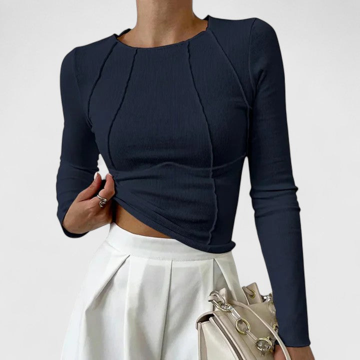 Asta | Elegant Ribbestrikket Langermet Topp