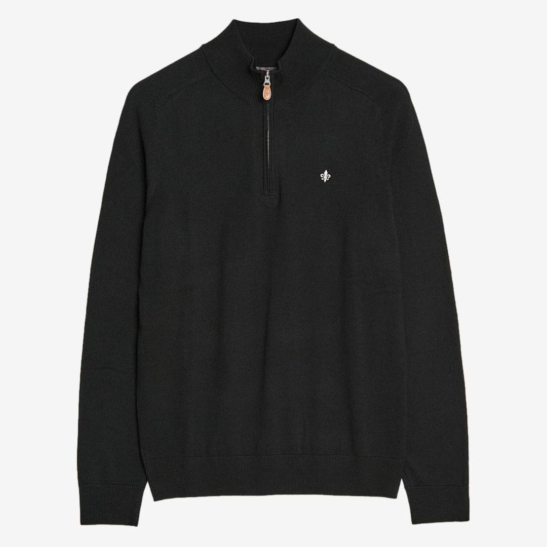 John | Merino Look Half-Zip Svart