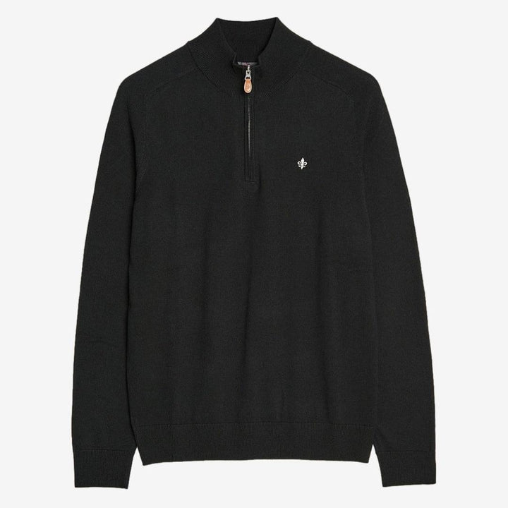John | Merino Look Half-Zip Svart