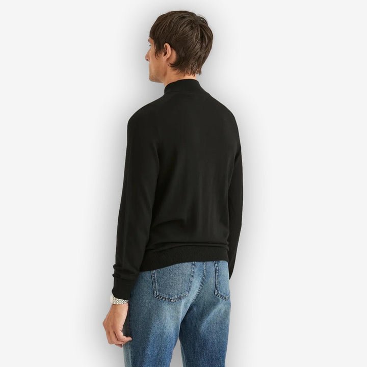 John | Merino Look Half-Zip Svart