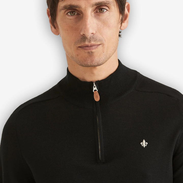 John | Merino Look Half-Zip Svart