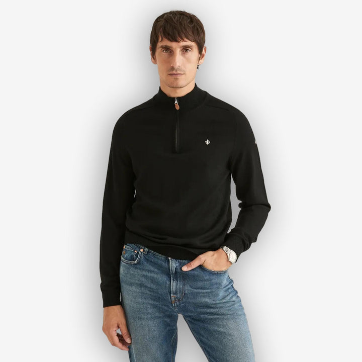 John | Merino Look Half-Zip Svart