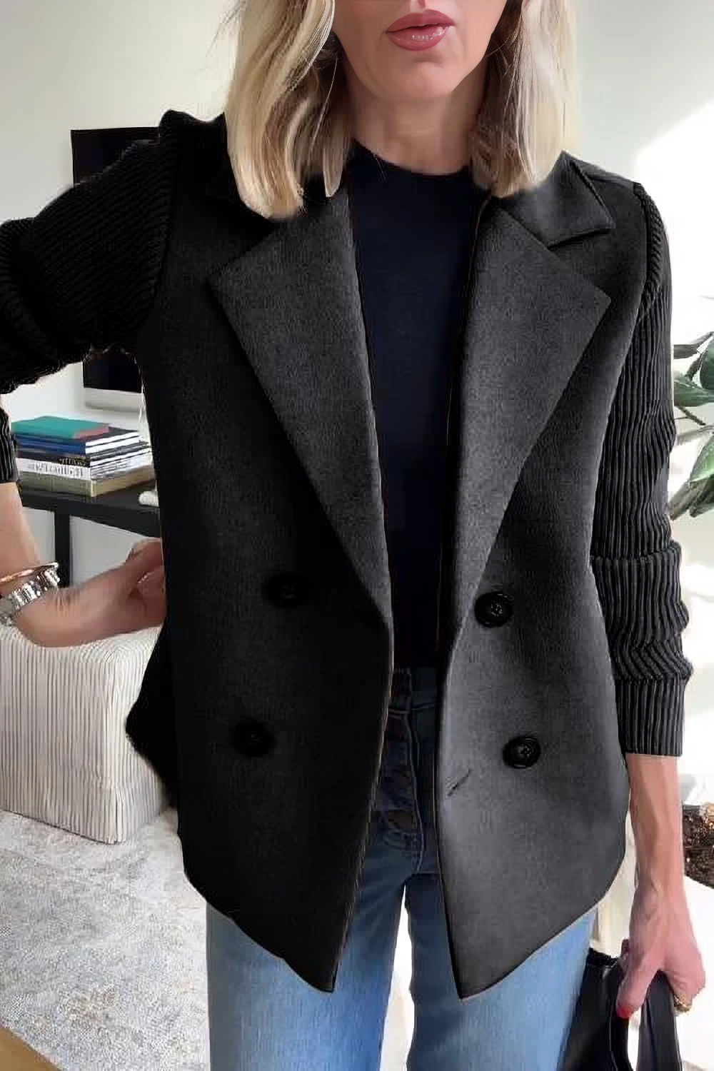 Camela | Blazer med Strikkede Ermer