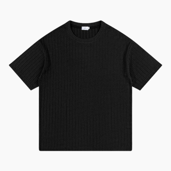 Mathias | Teksturert T-skjorte med rund hals for menn Casual Allsidig
